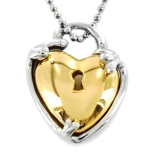 Two tone Stainless Steel Heart Lock Necklace