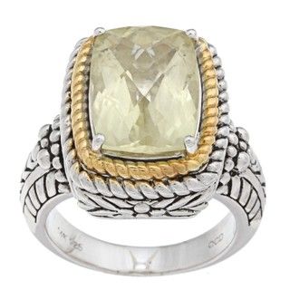 Oro Leoni 14k Gold and Silver Lemon Quartz Ring (Size 7)