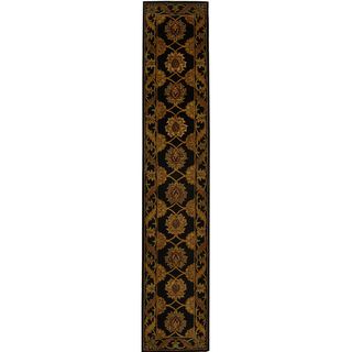 Handmade Heritage Mahal Black Wool Runner (23 x 14)