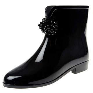 Henry Ferrera Womens Beaded Bow Rubber Rain Boots