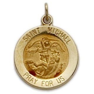 14K Yellow Gold Small Round St Michael The Archangel
