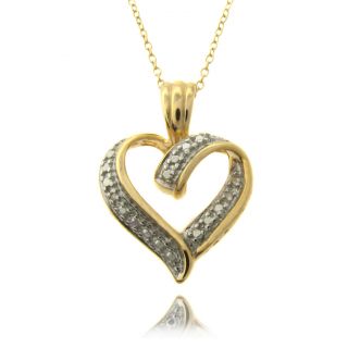14k Gold over Silver Diamond Accent Heart Necklace