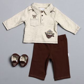 Vitamins Baby Newborn Boys Wanted 3 piece Pant and Shoe Set
