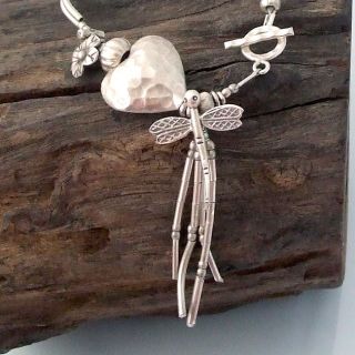 Handmade Dragonfly Dangle Silver Necklace (Thailand)