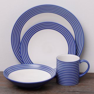 Denby Intro Stripes Blue 16 piece Dinnerware Set