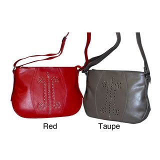 Kozmic Womens Leather Metal Pin Studded Handbag
