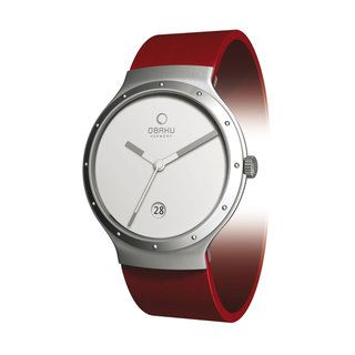 Obaku Womens V119LCWRR Red Leather White Dial Quartz Watch