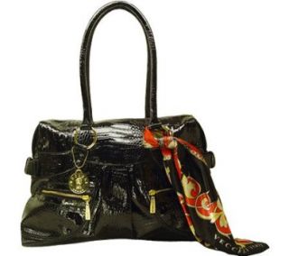 AS 149 Top Zip Handbag,Black Alligator Compressed Leather Shoes