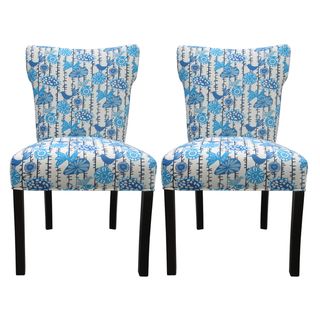 Bella Menagerie Blue Bird Upholstered Dinning Chairs (Set of 2