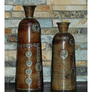 Set of Two Hand wrought Decorative Iron Vases (India)