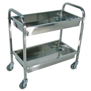 Luxor Silver Three shelf Rolling Stainless Steel Kitchen Cart