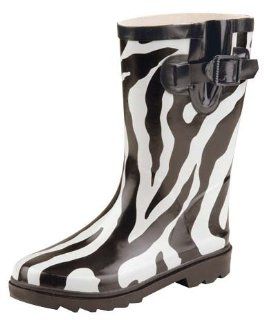 Breeze Girls/childrens Rubber Rain Boots Zebra Print Nb 9202 Shoes