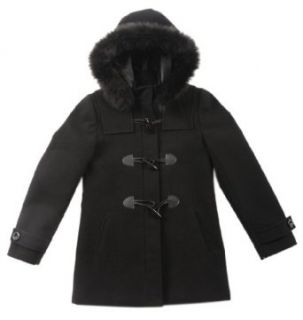 Rothschild Girls Toggle Front Fur Trim Hood Wool Look Coat