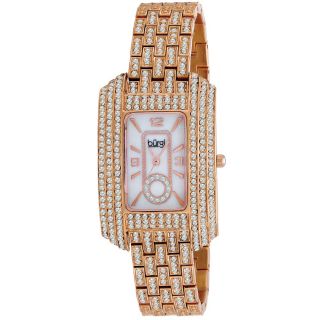 Burgi Womens Rectangular Crystal Quartz Bracelet Watch