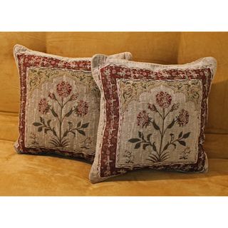 Tapestry Corded Rustic Bouquet Throw Pillows (Set of 2)