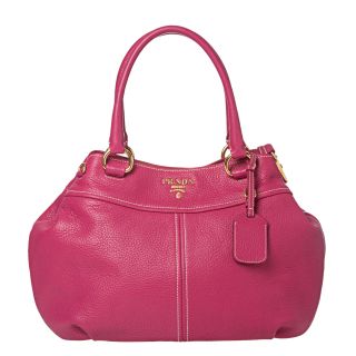 Prada Pink Leather Double Handle Hobo Bag