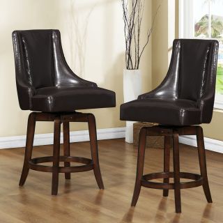 Vella Dark Brown Swivel 24 inch Counter Height Stool (Set of 2) Today