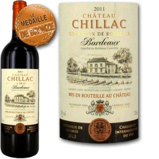 Château Chillac   AOC Bordeaux   Millésime 2011   Vin rouge   Vendu