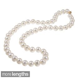 DaVonna 14k 7.5 8mm White Freshwater Cultured Pearl Strand Necklace