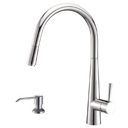 Ruvati RVF1221K1CH Pullout Spray Kitchen Faucet with Soap Dispenser