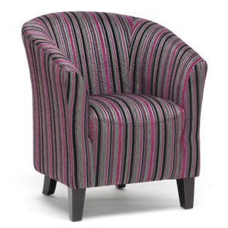 Bourke Gray Striped Fabric Modern Club Chair