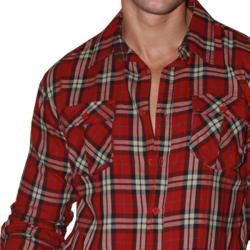191 Unlimited Mens Red Plaid Flannel Shirt