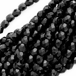Fire Polished 4 mm Round Black Beads (Case of 100)
