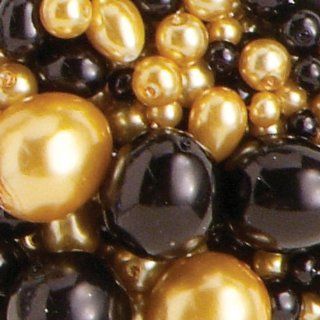 Assorted Glass Pearls, 156/Pkg, Black/Gold Arts, Crafts & Sewing