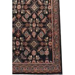 Hamadan Persian Handmade Hand knotted Black/ Grey Wool Rug (47 x 104