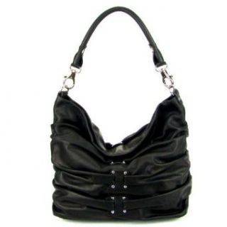 LUCA VALENTINI Italian Designer Black Leather Shoulder Bag