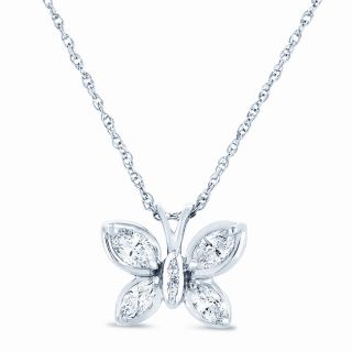14k White Gold 3/4ct TDW Diamond Butterfly Necklace (H I, SI1 SI2