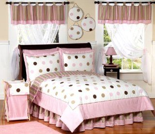 Pink and Brown Modern Dots Teen Bedding 3pc Full / Queen
