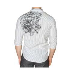 191 Unlimited Mens Pinstripe Embellished Shirt