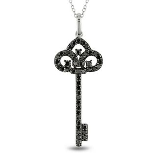 Sterling Silver 1ct TDW Black Diamond Key Necklace