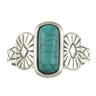 Southwest Moon Sterling Silver Rectangular Turquoise Ring Today $29