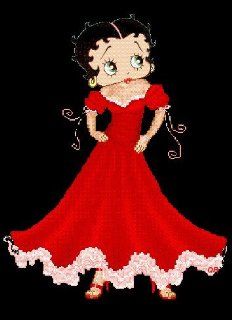 Betty Boop in Red Cross Stitch Chart Arts, Crafts