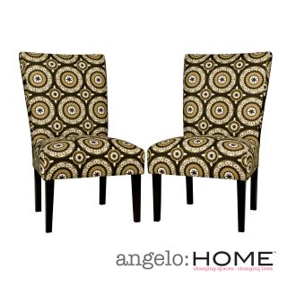 angeloHOME Bradford Modern Pinwheel Chocolate Brown Armless Chair Set
