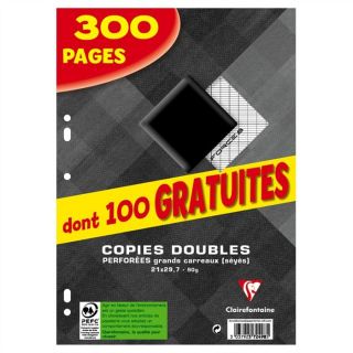 Copies doubles blanches perforees 210X297 300 pages dont 100 gratuites
