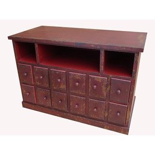 Shabby Chic Red 4 drawer/ 2 door TV Console Table