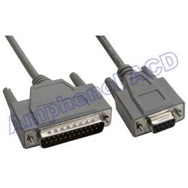 DB25 Male to DB9 Female Null Modem Cable   Double Shielded