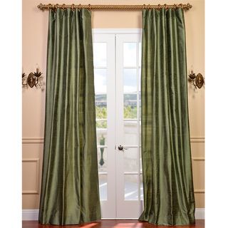 Signature Green Textured Silk 108 inch Curtain Panel
