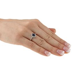 Viducci 10k Gold Blue Sapphire and 1/8ct TDW Diamond Ring (G H, I1 I2