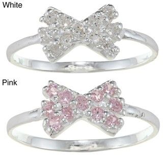 Sterling Silver Clear Cubic Zirconia Bow Baby Ring