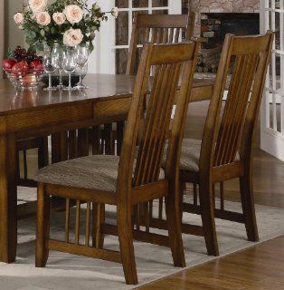Set of 2 Dining Chairs Mission Style Warm Medium Oak