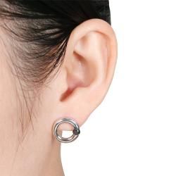 Sterling Silver 1/2ct TDW Black Diamond Circle Earrings
