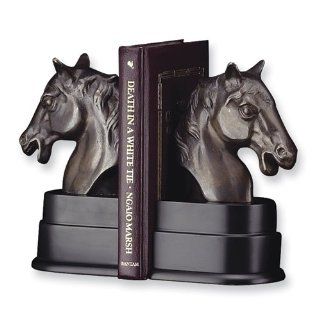 Bronzed Brass & Wood Horse Bookends Jewelry