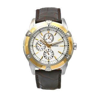 GUESS Mens W15521G1 Steel Brown Leather Two Tone Multifunction Watch
