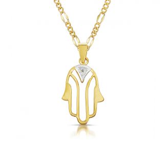 14k Two tone Gold Diamond Accent Hamsa Necklace Today $119.99
