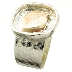 Beverly Hills Charm Silver and 14k Rose Gold Leaf Ring