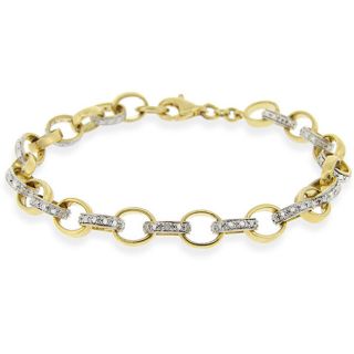 DB Designs 18k Gold over Sterling Silver Diamond Rolo Link Bracelet